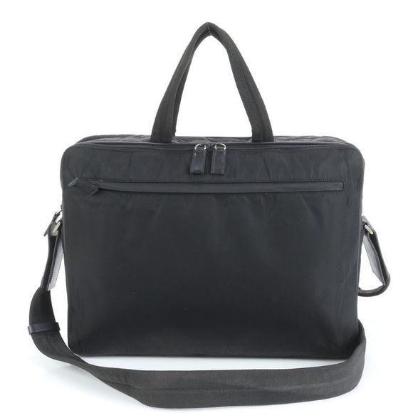 Prada Tessuto Nylon Triangle Logo Leather 2WAY Business Bag Crossbody Shoulder - Picture 1 of 9